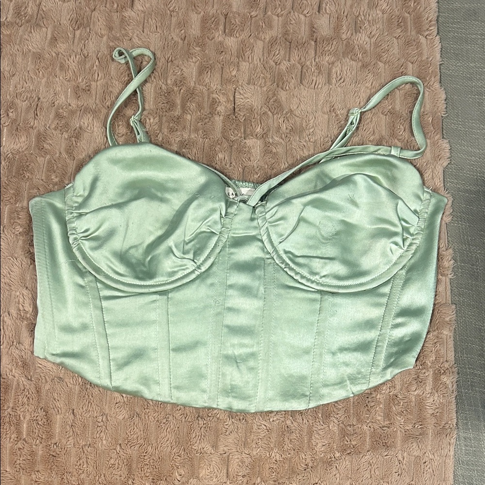 PacSun LA Hearts Satin Blouse in Light Green